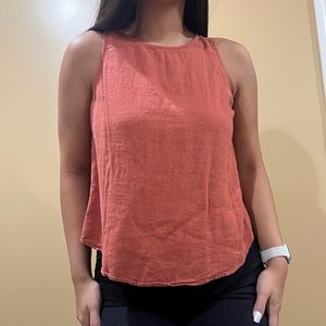 Burnt Orange / Brick Red Linen Tank Top Blouse